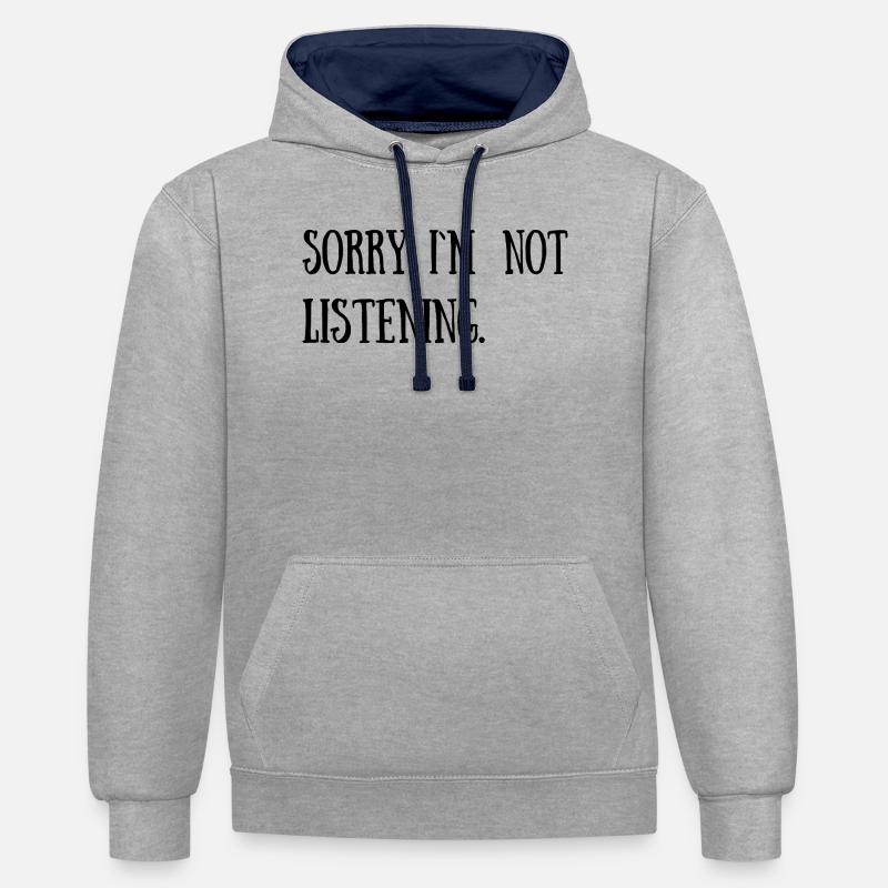 Citations drôles, sarcastiques et cool - Sweat à capuche contrasté - gris chiné/bleu marine