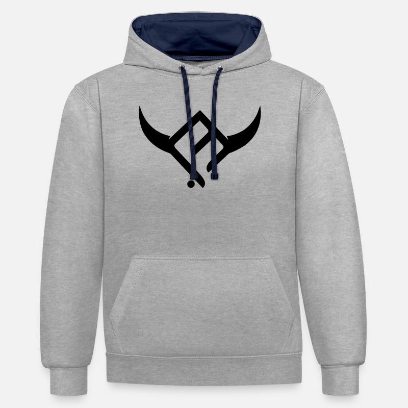 Taureau Mariflor - Sweat à capuche contrasté - gris chiné/bleu marine