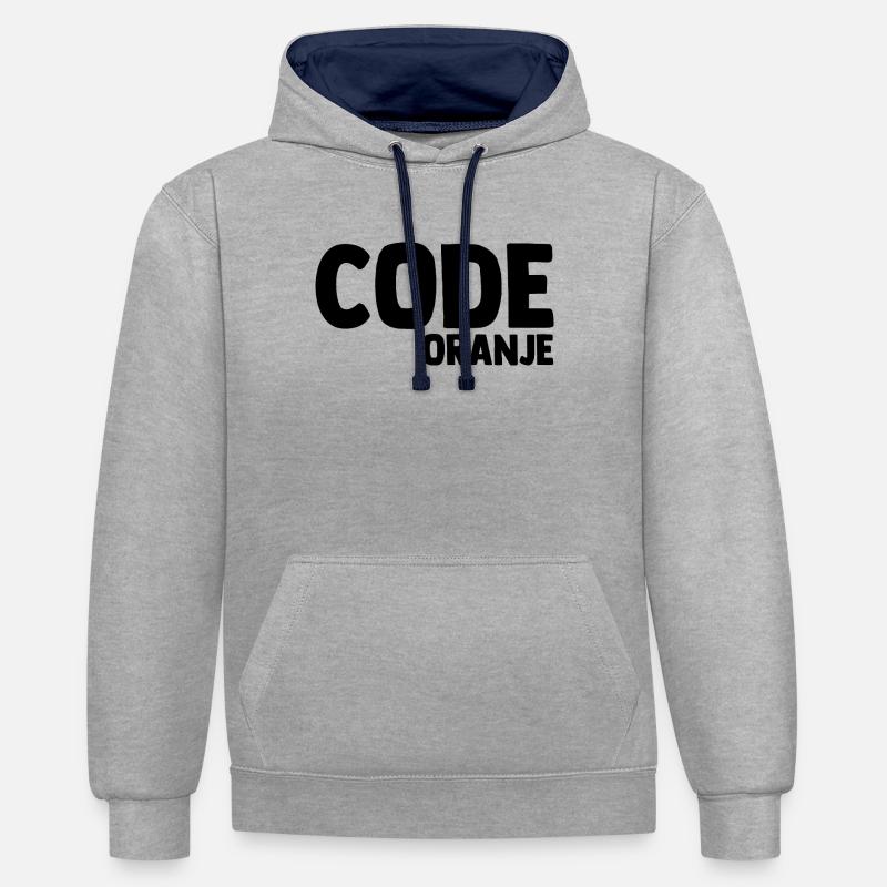 Code Oranje - Pays-Bas - Niederlande - Sweat à capuche contrasté - gris chiné/bleu marine