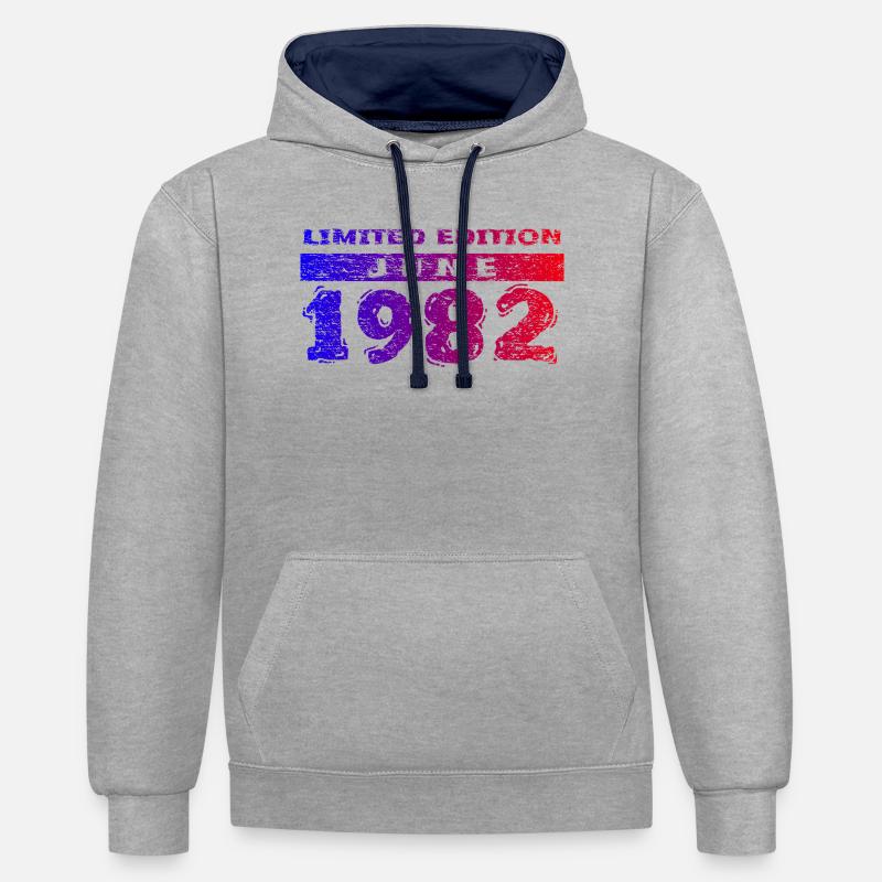44e anniversaire Édition Limitée 06/1982 - Sweat à capuche contrasté - gris chiné/bleu marine