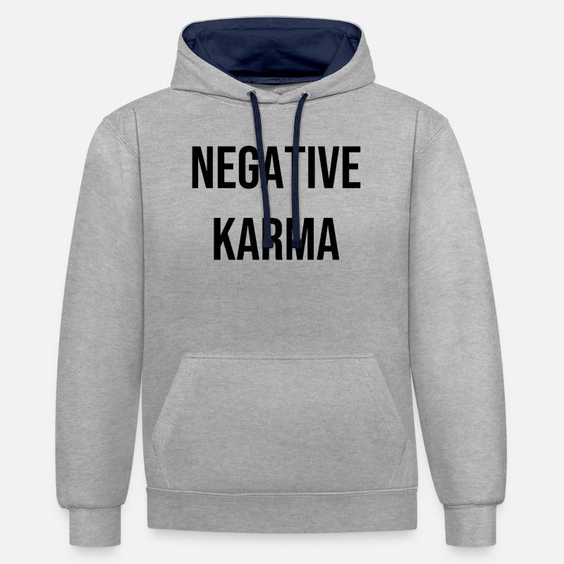 Karma négatif - Sweat à capuche contrasté - gris chiné/bleu marine