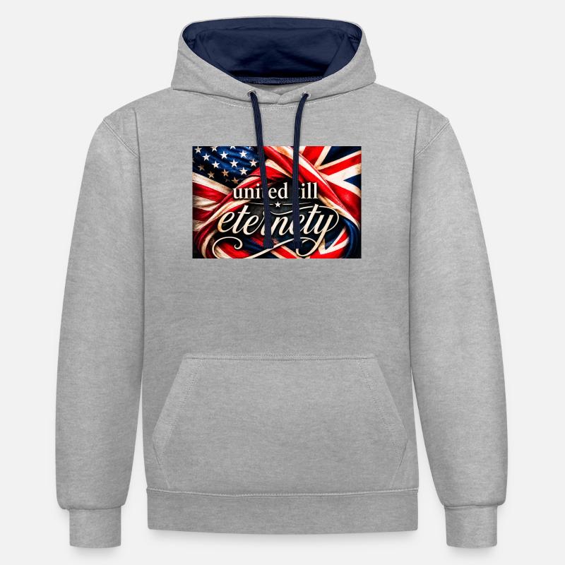 Drapeaux unis jusqu’à l’éternité - Sweat à capuche contrasté - gris chiné/bleu marine