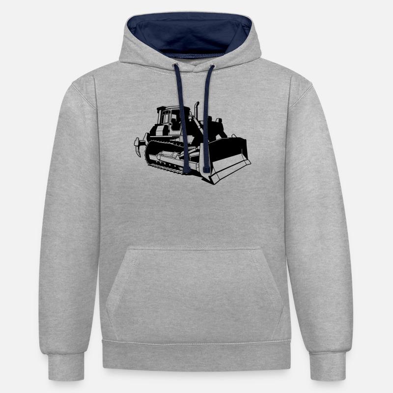 Bulldozer - Sweat à capuche contrasté - gris chiné/bleu marine