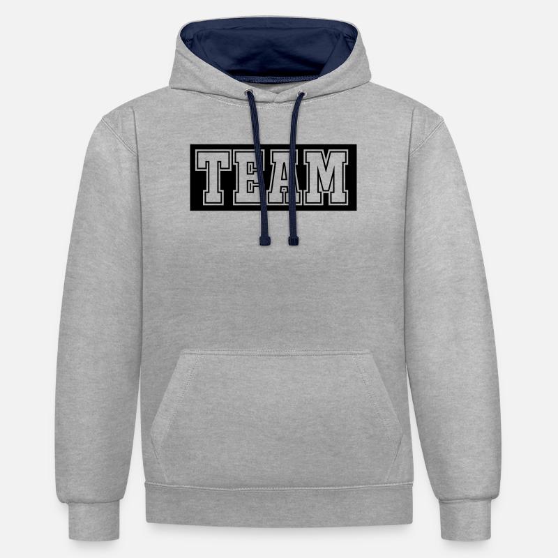 Équipe - Sweat à capuche contrasté - gris chiné/bleu marine