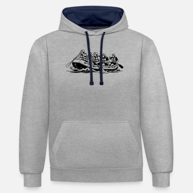 rafting - Sweat à capuche contrasté - gris chiné/bleu marine