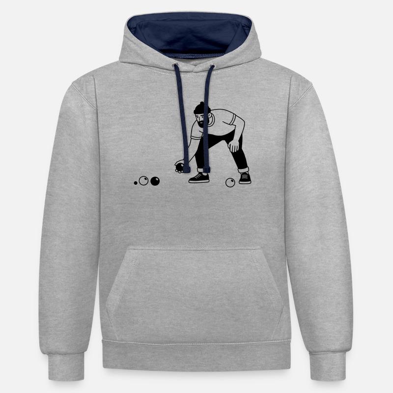 Bocce - Sweat à capuche contrasté - gris chiné/bleu marine