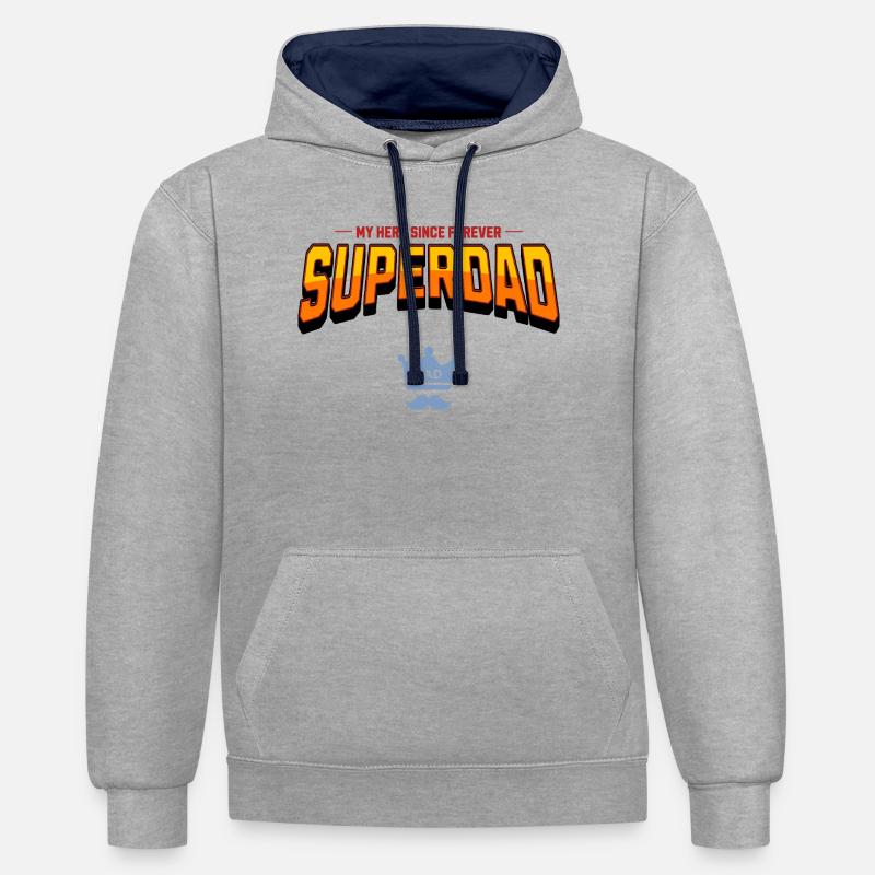 Superpapa - Sweat à capuche contrasté - gris chiné/bleu marine