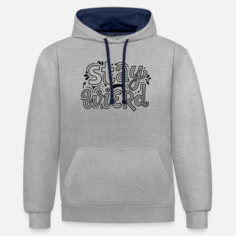 Reste bizarre - Sweat à capuche contrasté - gris chiné/bleu marine