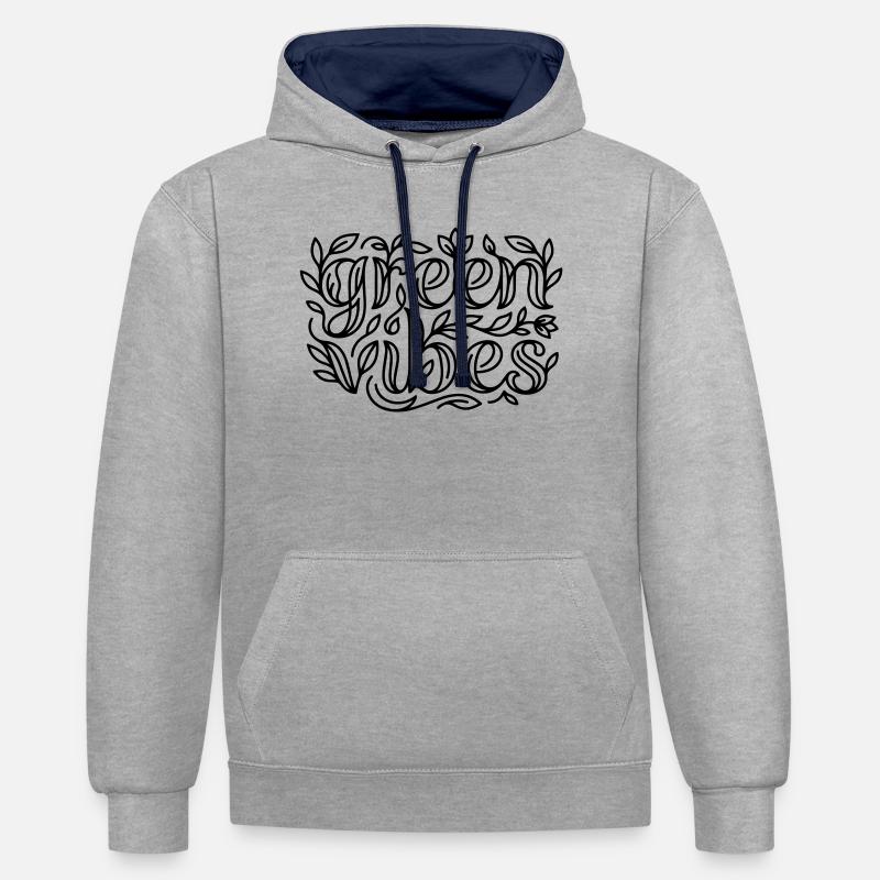 Green Vibes - Sweat à capuche contrasté - gris chiné/bleu marine