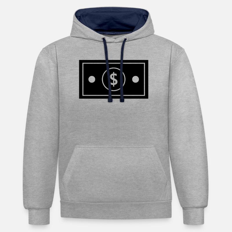 Dollar - Sweat à capuche contrasté - gris chiné/bleu marine