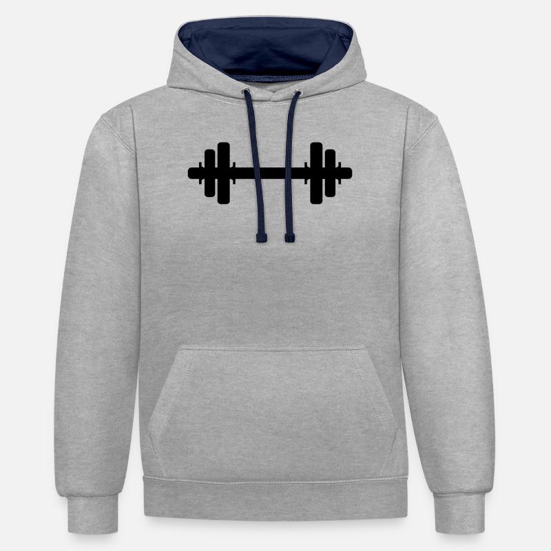 Haltère - Sweat à capuche contrasté - gris chiné/bleu marine
