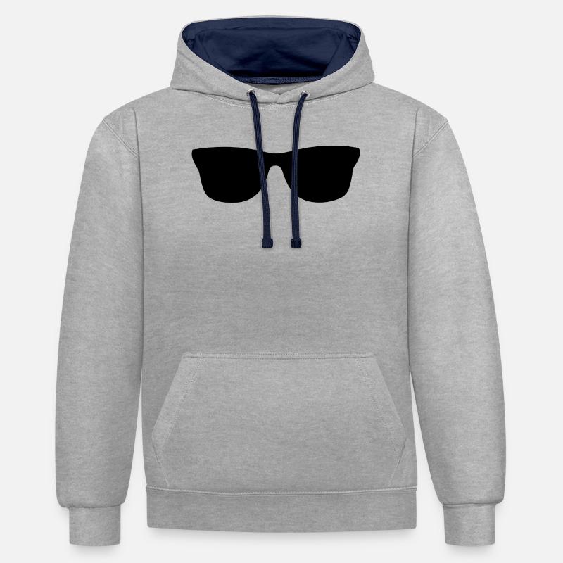 Lunettes de soleil - Sweat à capuche contrasté - gris chiné/bleu marine