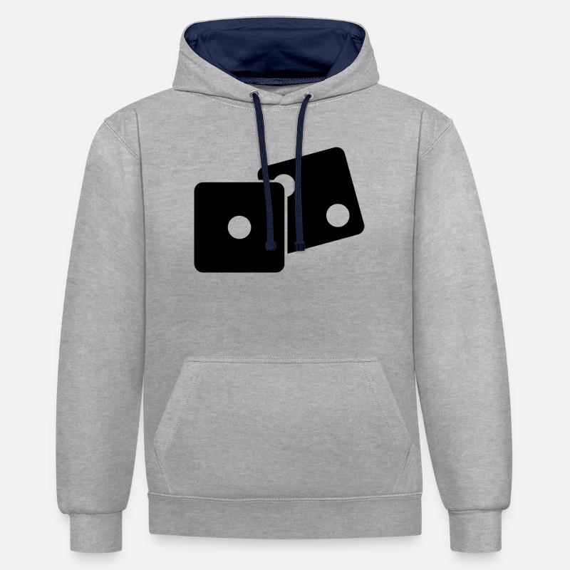 Dit - Sweat à capuche contrasté - gris chiné/bleu marine