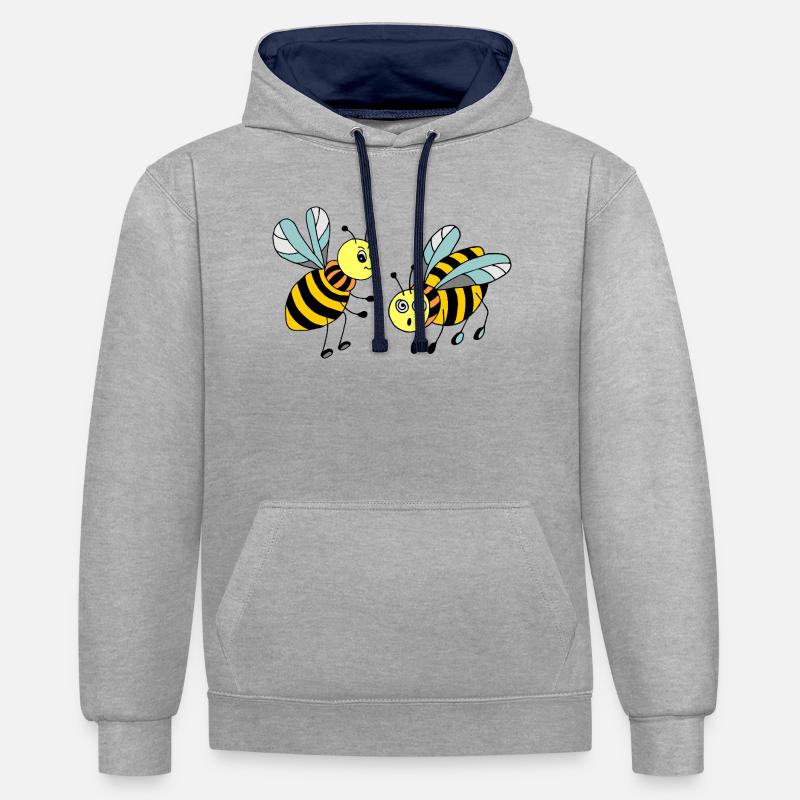 Insectes - Sweat à capuche contrasté - gris chiné/bleu marine