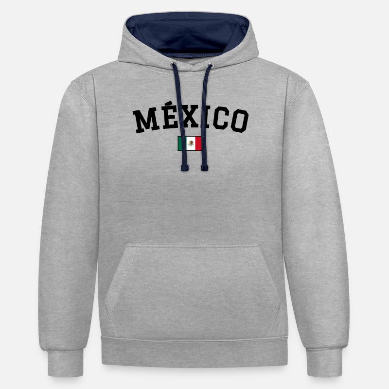 Drapeau du Mexique Noir - Sweat à capuche contrasté - gris chiné/bleu marine