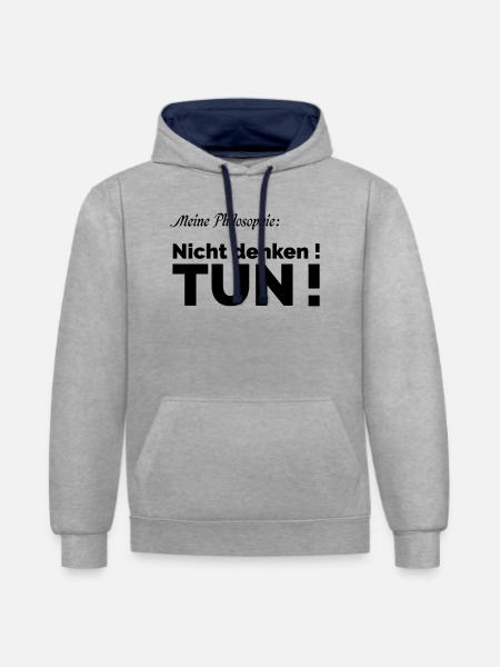 Philosophie - Kontrast-Hoodie - Grau meliert/Navy