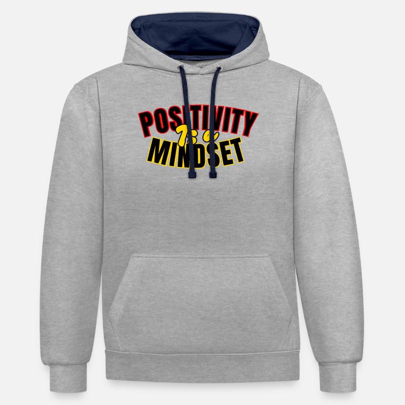 Positivité: mindset - Sweat à capuche contrasté - gris chiné/bleu marine