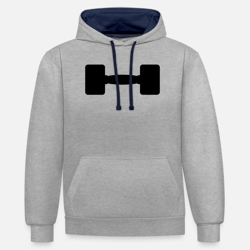 Haltère - Sweat à capuche contrasté - gris chiné/bleu marine