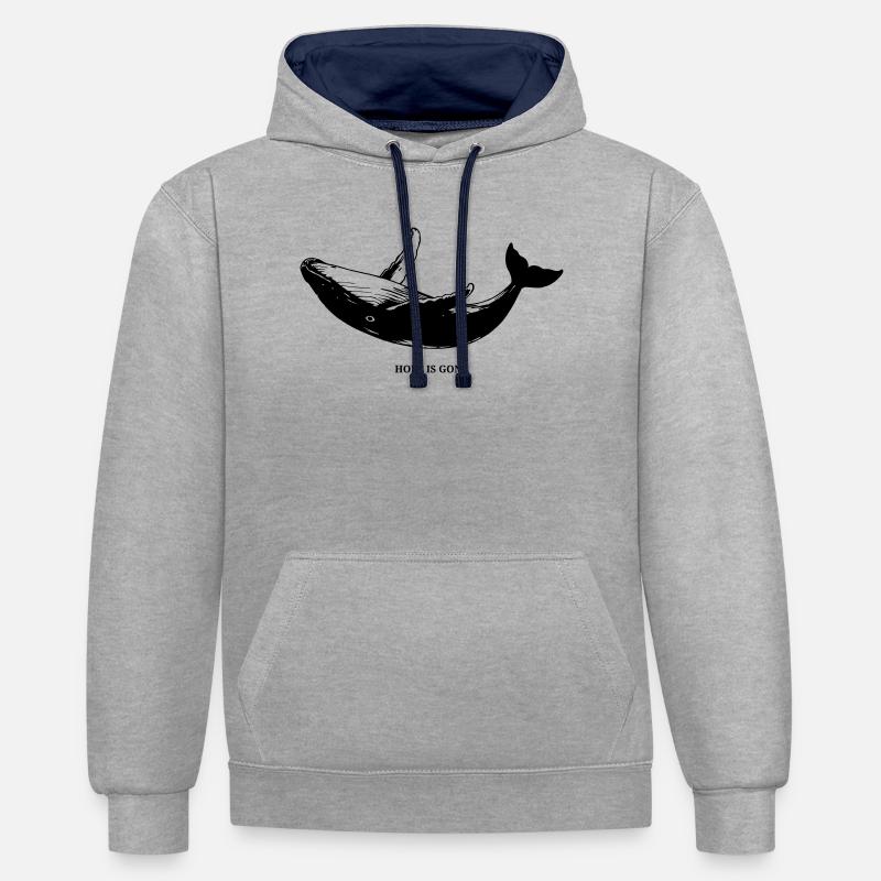 L’espoir est parti - noir - Sweat à capuche contrasté - gris chiné/bleu marine