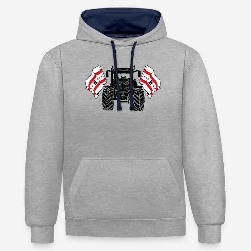 Drenthe_Tractor_Pride - Sweat à capuche contrasté - gris chiné/bleu marine
