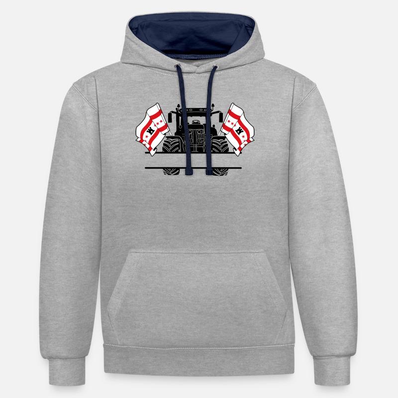 Drenthe_Tractor_Custom_Edition - Sweat à capuche contrasté - gris chiné/bleu marine