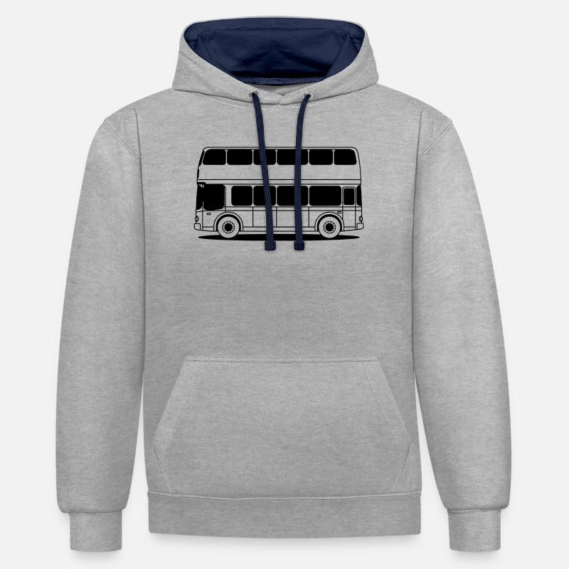 Bus à imsieles - Sweat à capuche contrasté - gris chiné/bleu marine