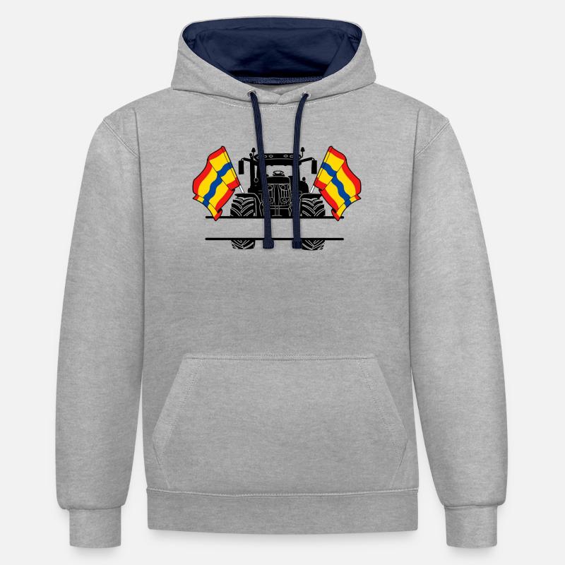 Overijssel_Tractor_Custom_Edition - Sweat à capuche contrasté - gris chiné/bleu marine