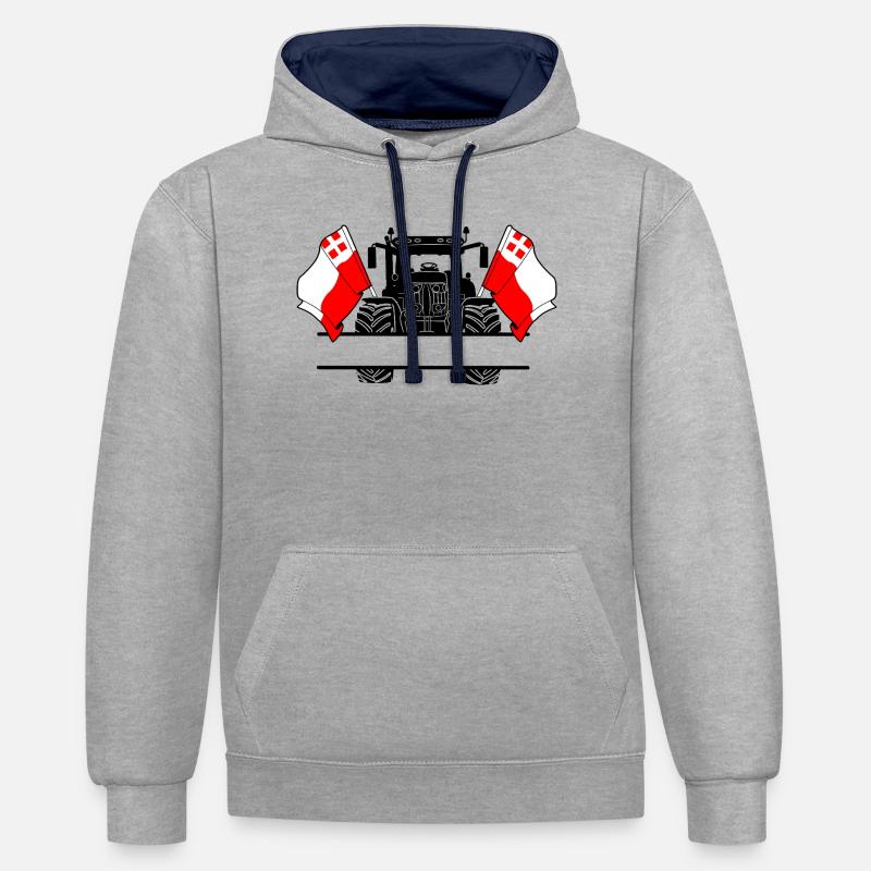 Utrecht_Tractor_Custom_Edition - Sweat à capuche contrasté - gris chiné/bleu marine