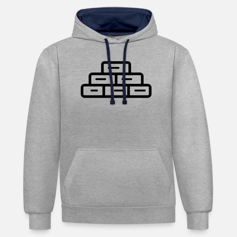 brique - Sweat à capuche contrasté - gris chiné/bleu marine