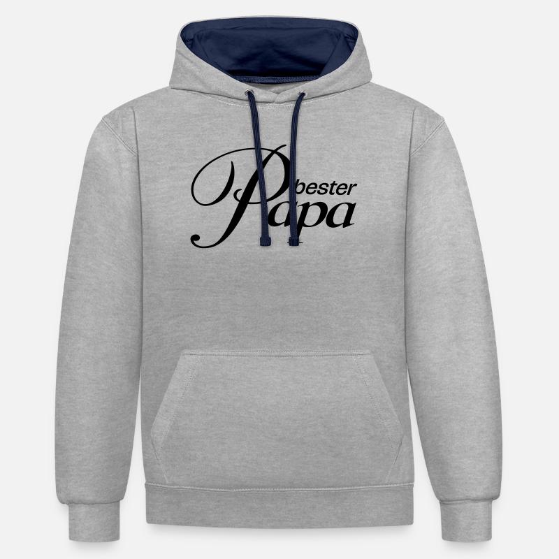 Meilleur papa ! - Sweat à capuche contrasté - gris chiné/bleu marine