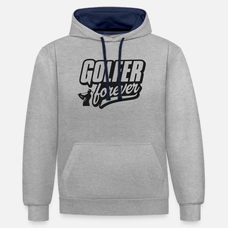 Golfer Forever Logo - Sweat à capuche contrasté - gris chiné/bleu marine