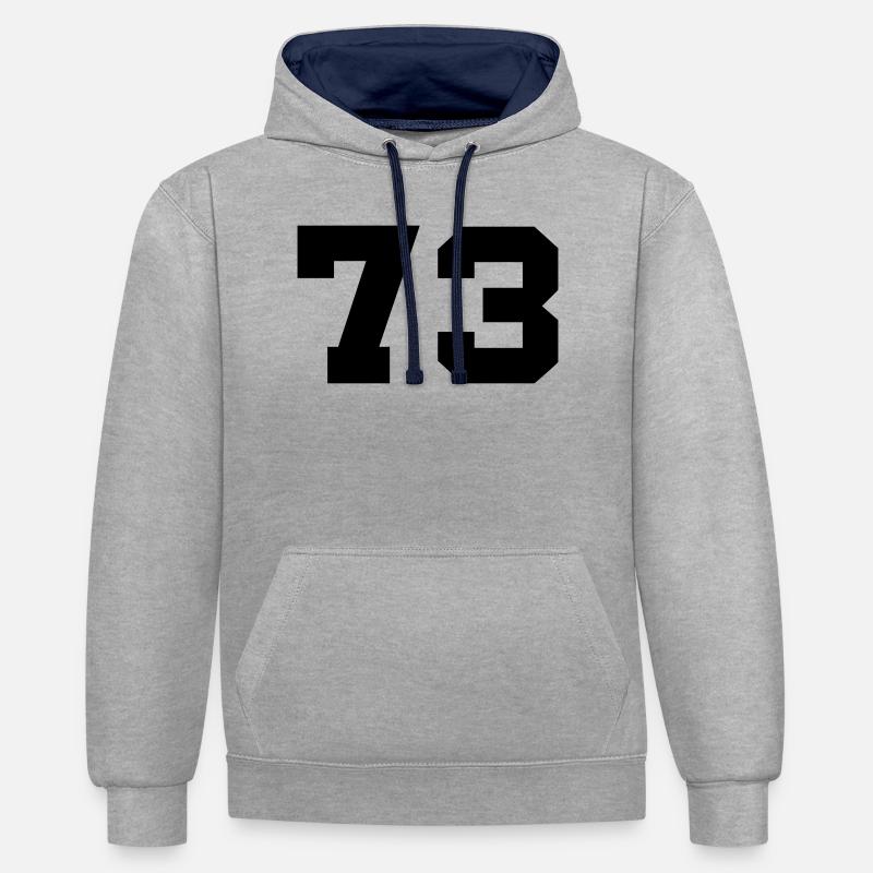 73- - Sweat à capuche contrasté - gris chiné/bleu marine