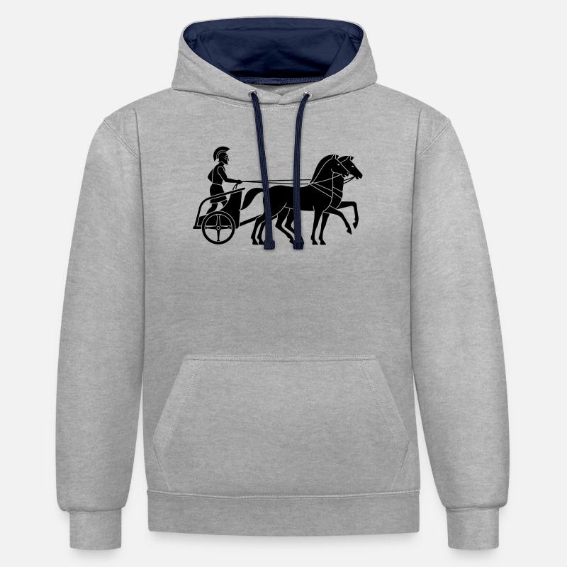 Gladiateur - Sweat à capuche contrasté - gris chiné/bleu marine