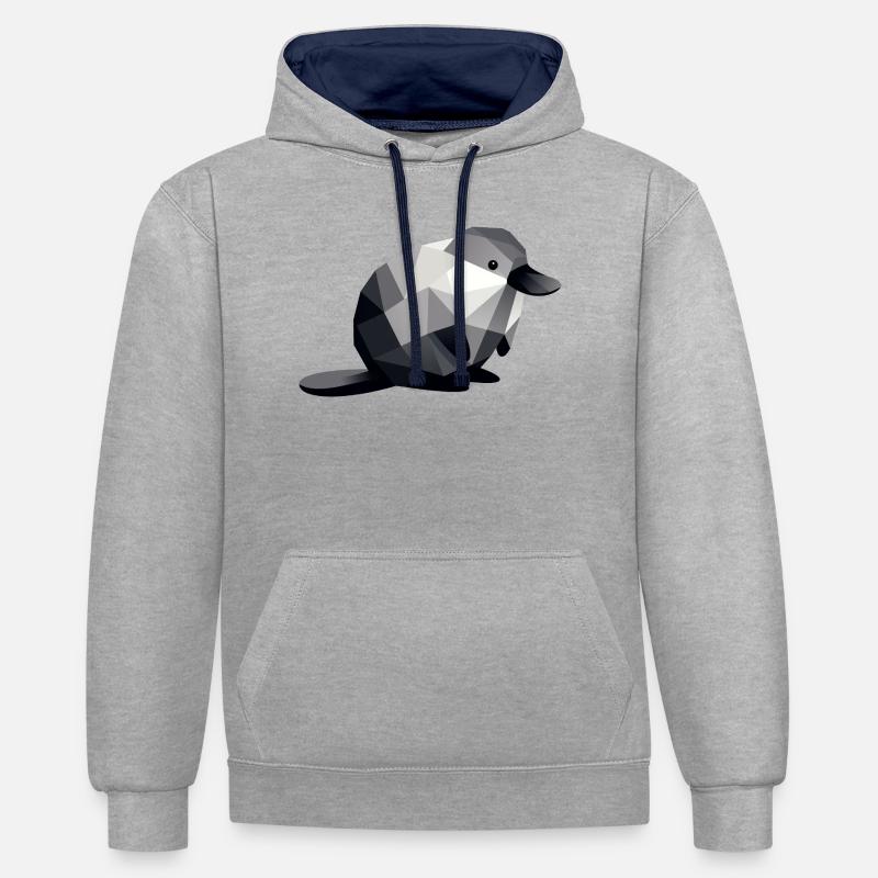 ornithorynque - Sweat à capuche contrasté - gris chiné/bleu marine