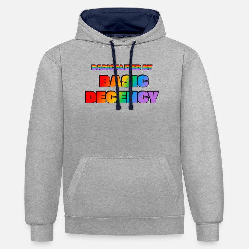 Radicalisés par la décence élémentaire - Sweat à capuche contrasté - gris chiné/bleu marine