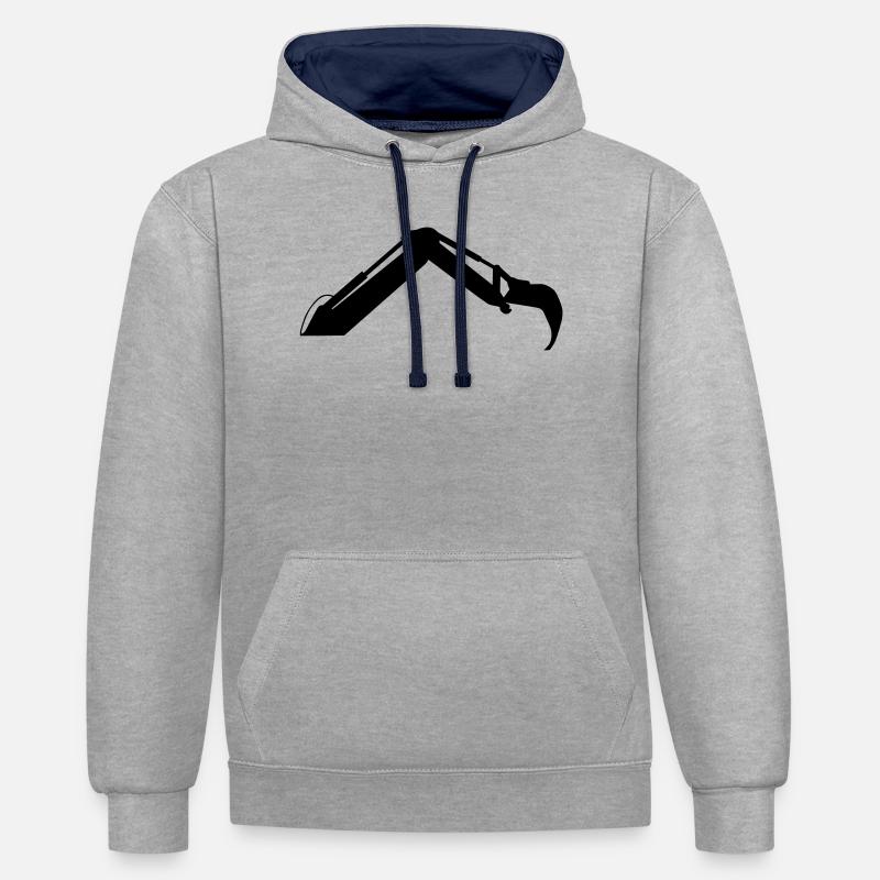 Excavator Arm – Digging Power - Contrast hoodie - heather grey/navy