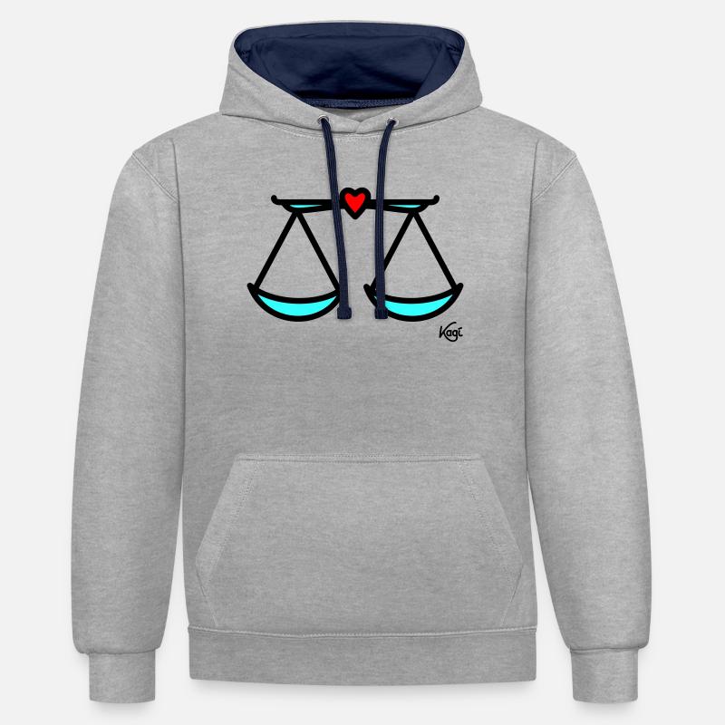 Grande échelle - Sweat à capuche contrasté - gris chiné/bleu marine