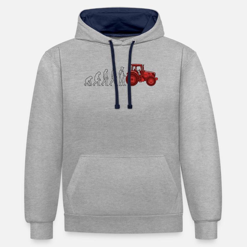 Evolution Farmer Farmer Traktor - Kontrast-Hoodie - Grau meliert/Navy