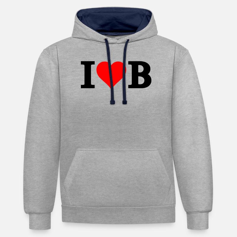 Cœur rouge pour Berlin - Sweat à capuche contrasté - gris chiné/bleu marine