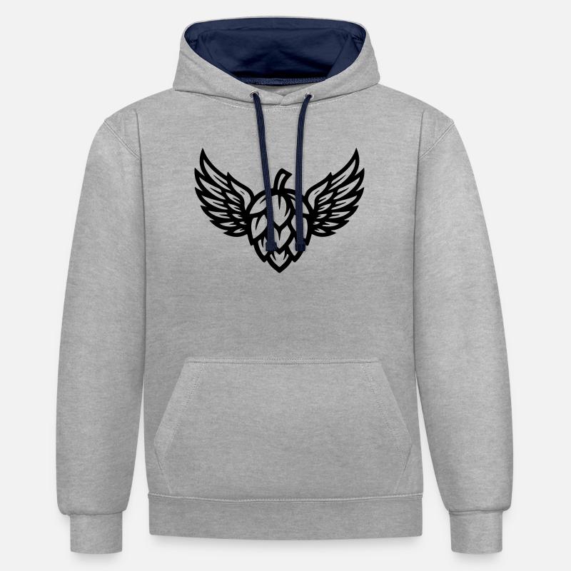 Symbole du houblon - Sweat à capuche contrasté - gris chiné/bleu marine