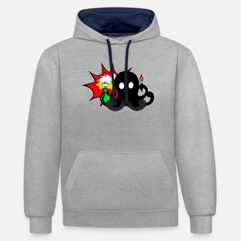 Explosion scientifique - Sweat à capuche contrasté - gris chiné/bleu marine