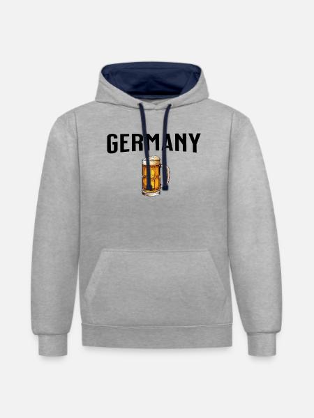 Germany Beer - Kontrast-Hoodie - Grau meliert/Navy