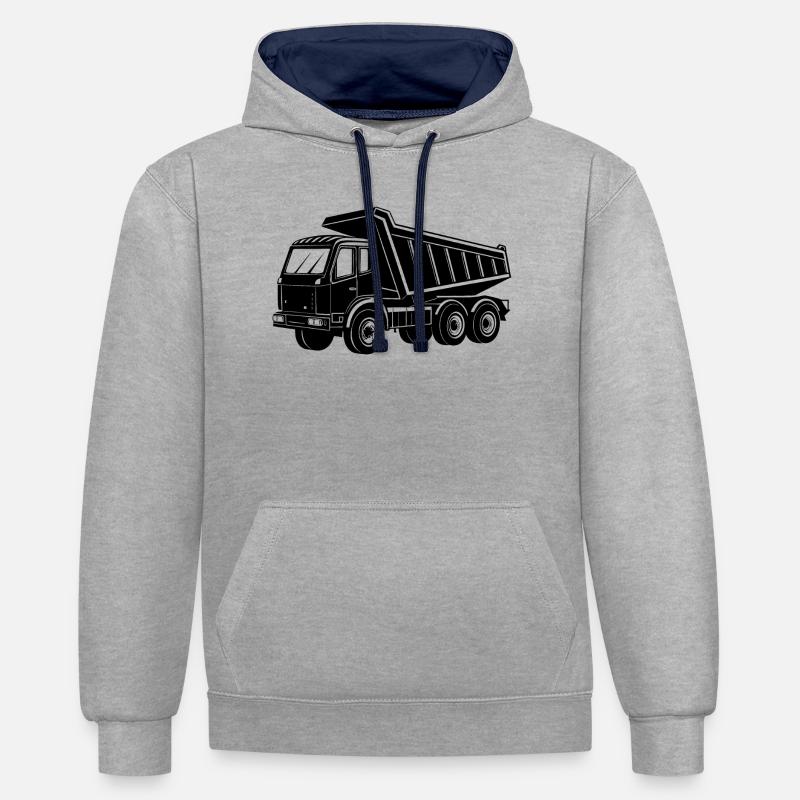 Benne - Sweat à capuche contrasté - gris chiné/bleu marine