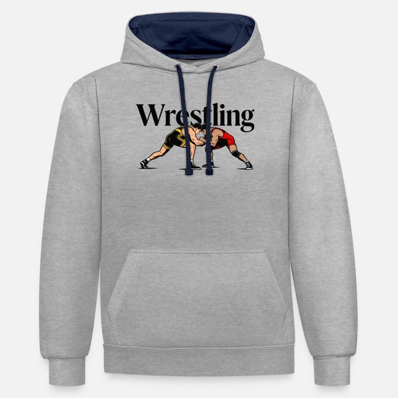 Lutte - Sweat à capuche contrasté - gris chiné/bleu marine