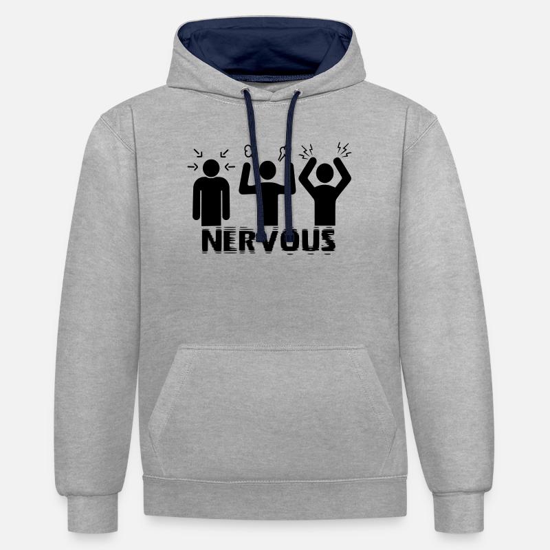 Nervous - Sweat à capuche contrasté - gris chiné/bleu marine