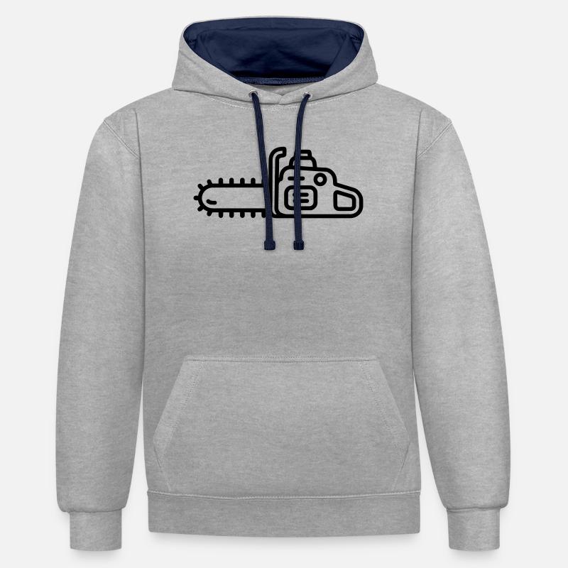 tronçonneuse - Sweat à capuche contrasté - gris chiné/bleu marine