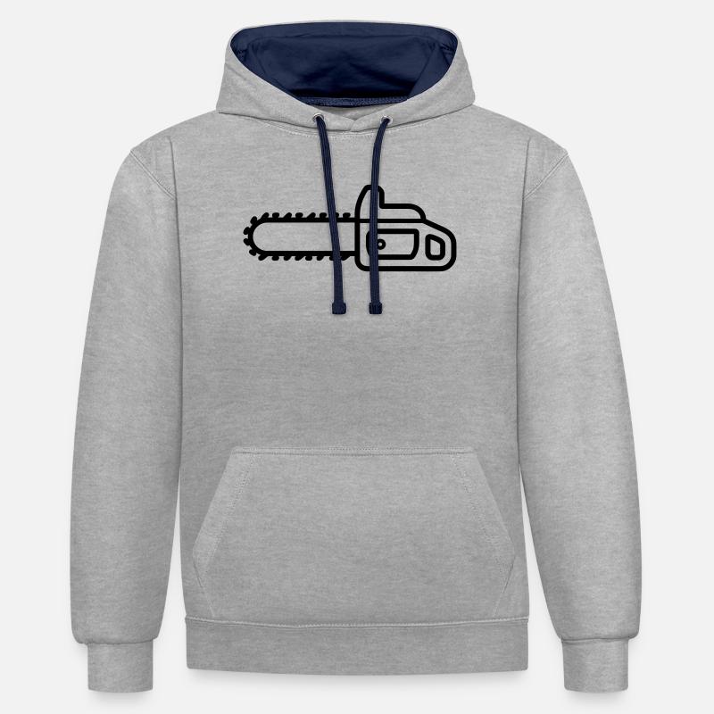 tronçonneuse - Sweat à capuche contrasté - gris chiné/bleu marine