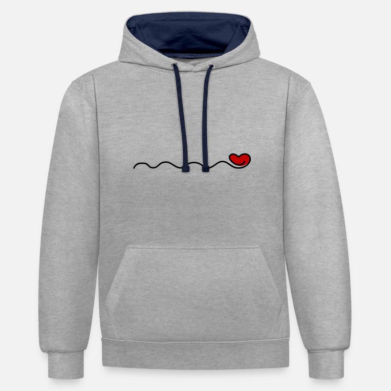 ornements de cœur - Sweat à capuche contrasté - gris chiné/bleu marine