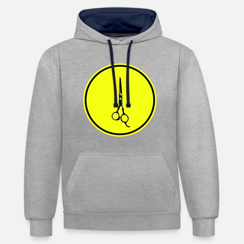 Icône Scissors Barber - Sweat à capuche contrasté - gris chiné/bleu marine