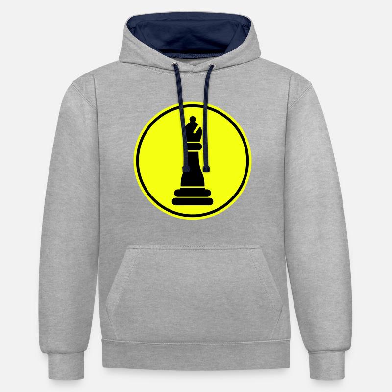 Symbole de pièce d’échecs - Sweat à capuche contrasté - gris chiné/bleu marine